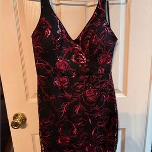 Sequin Hearts Black and Dark Pink Dress